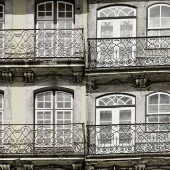 Facade of the Old  Portuguese House, Vintage Style Toned Picture