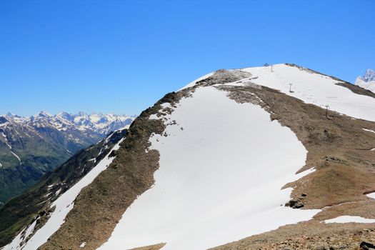 Winter landscape of mountains Caucasus region in Russia