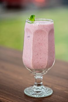 Strawberry smoothie on the table