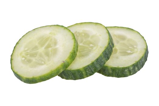 A slices of cucumber isolated over white background