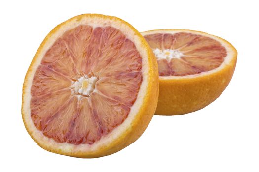 Cut orange isolated on a white background