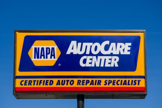 PASADENA, CA/USA - APRIL 16, 2016: Napa Auto Care sign and logo. NAPA is an auto parts company in the United States.