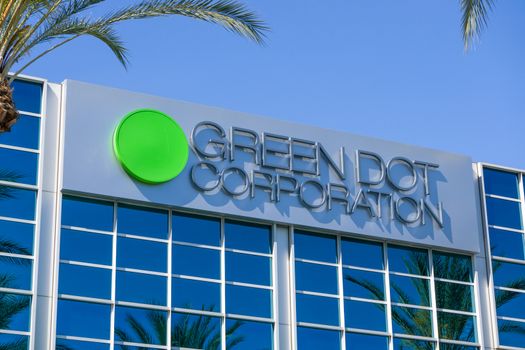 PASADENA, CA/USA - APRIL 16, 2016: Green Dot Corporation corporate headquarters. Green Dot Corporation is an issuer of prepaid MasterCard and Visa cards in the United States.