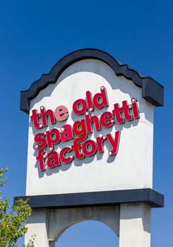 MONROVIA, CA/USA - APRIL 16, 2016: The Old Spaghetti Factory sign and logo. The Old Spaghetti Factory is an Italian-style chain restaurant.