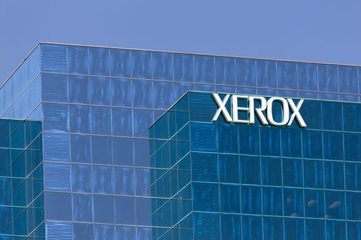 SANTA ANA, CA/USA - APRIL 16, 2016: Xerox regional headquarters office. Xerox Corporation is an American corporation that sells business services and document technology products.