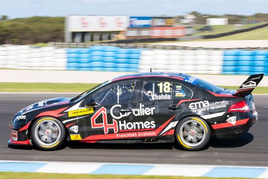 PHILLIP ISLAND, MELBOURNE/AUSTRALIA - 17 APRIL 2016: Dunlop Series race cars on turn 5 at Phillip Island.
