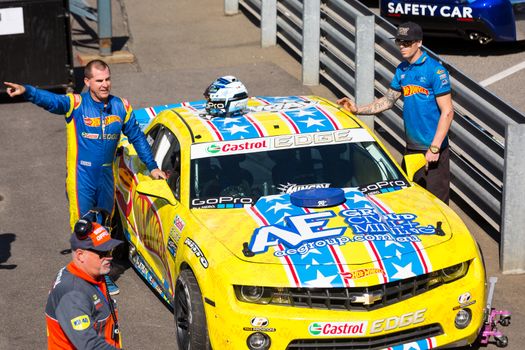 PHILLIP ISLAND, MELBOURNE/AUSTRALIA - 17 APRIL 2016: The Hot Wheels team get ready to entertain the crowds at the WD-40 Phillip Island Supersprint.