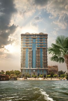 Modern building in Cairo on the bank of Nile