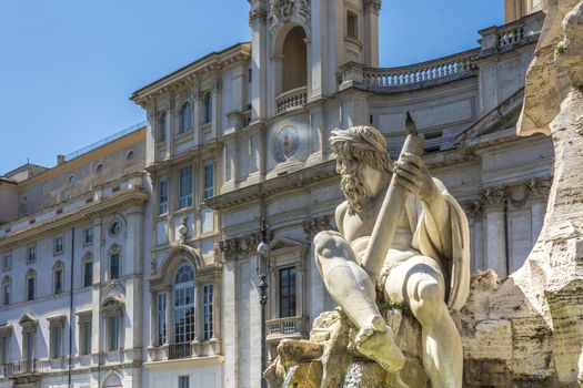 The statue of river Gange in Piazza Navona , Rome