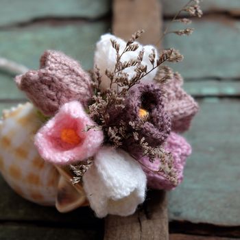 Love background, handmade flower make from yarn, knitted love, meaningful for valentines day or mother day, amazing diy for holiday