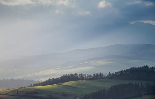 Autumn in south Poland. Autumn evening. September sunset  in Poland (malopolska)