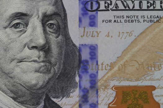 American dollar money Franklin portrait close-up