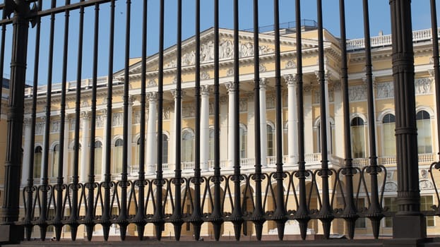 St. Petersburg, Russia, March 22, 2016  iron fence of the Russian Museum in St. Petersburg