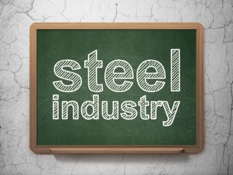 Industry concept: text Steel Industry on Green chalkboard on grunge wall background, 3D rendering
