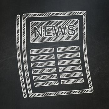 News concept: Newspaper icon on Black chalkboard background