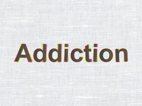 Health concept: CMYK Addiction on linen fabric texture background