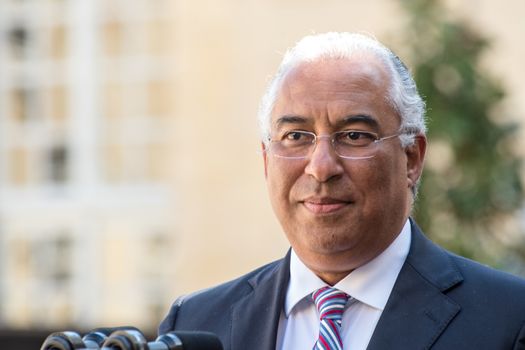 FRANCE, Paris : Portuguese Prime minister Antonio Costa attends a press conference at the Hotel Matignon on April 18, 2016 in Paris. 