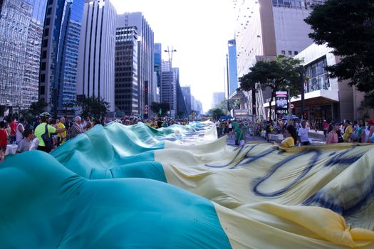 BRAZIL, Sao Paulo: Thousands of activists supporting the impeachment of President Dilma Rousseff rallied on in Sao Paulo, on April 17, 2016.Brazilian lawmakers on Sunday reached the two thirds majority necessary to authorize impeachment proceedings against President Dilma Rousseff. The lower house vote sends Rousseff's case to the Senate, which can vote to open a trial. A two thirds majority in the upper house would eject her from office. Rousseff, whose approval rating has plunged to a dismal 10 percent, faces charges of embellishing public accounts to mask the budget deficit during her 2014 reelection.