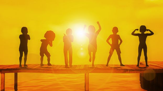 Happy Children and Friendship in School Concept