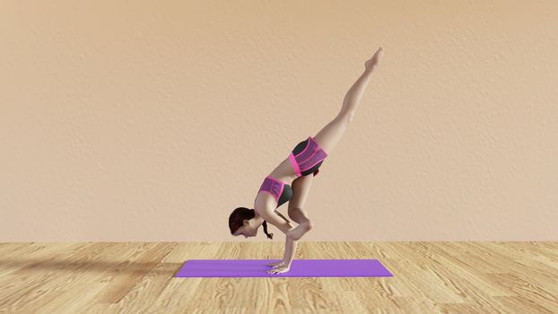 Yoga Class Fallen Angel Pose Illustration with Female Instructor 