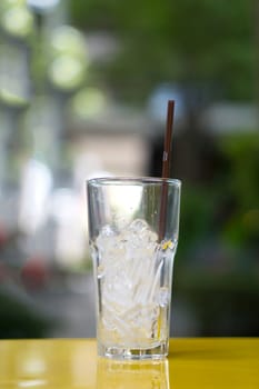 The ice in the glass With plastic tubes