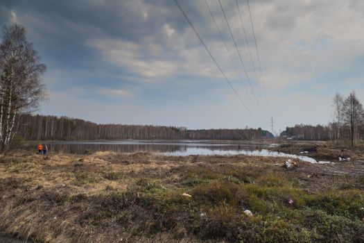 Lake in overcast weather in spring 9.4.2016