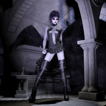 3D Illustration; 3D Rendering of a gothic Female