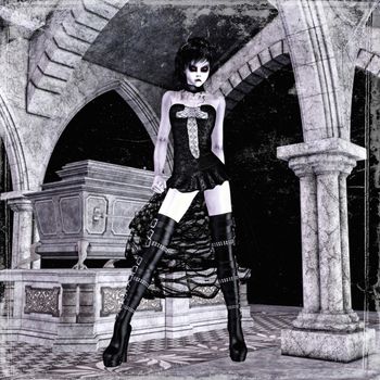 3D Illustration; 3D Rendering of a gothic Female