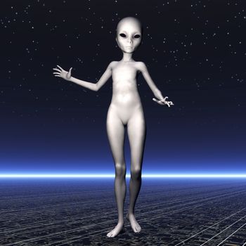 3D Illustration; 3D Rendering of an Alien