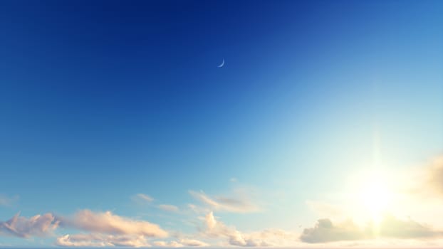 Cloudy blue sky abstract background, blue sky background with tiny clouds, 3d rendering

