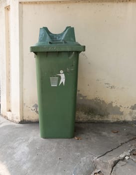 Recycle bins green in public park