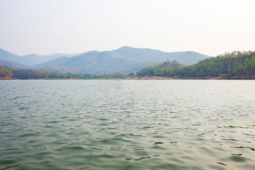 Landscape with a river and mountain in Asia,Thailand .