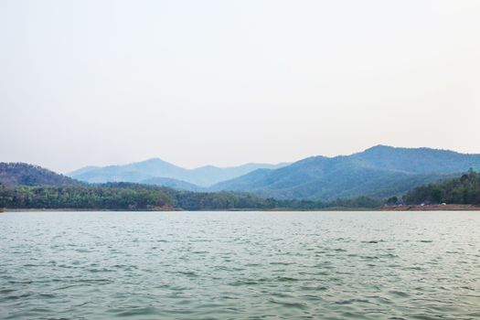 Landscape with a river and mountain in Asia,Thailand .