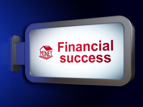 Money concept: Financial Success and Money Box on advertising billboard background, 3D rendering