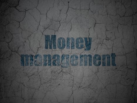 Money concept: Blue Money Management on grunge textured concrete wall background
