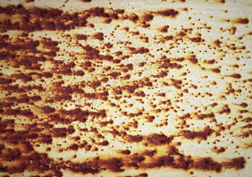 abstract background or texture spaced rusty stains on white color sheet iron