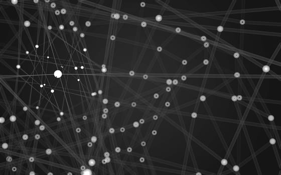 Abstract polygonal space low poly dark background with connecting dots and lines. Connection structure.