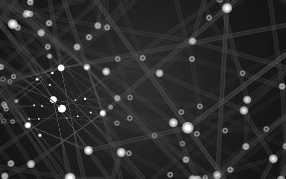 Abstract polygonal space low poly dark background with connecting dots and lines. Connection structure.