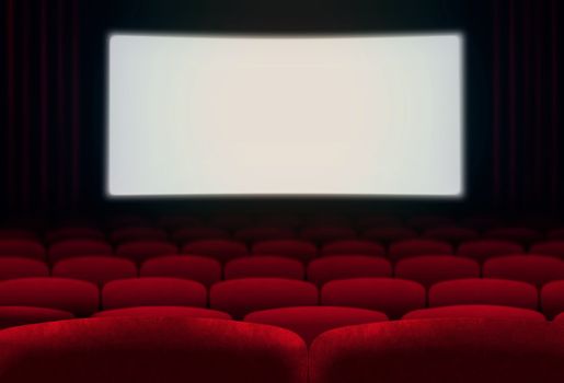 Cinema screen and red seats