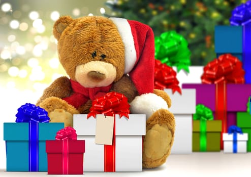 Teddy bear and christmas present