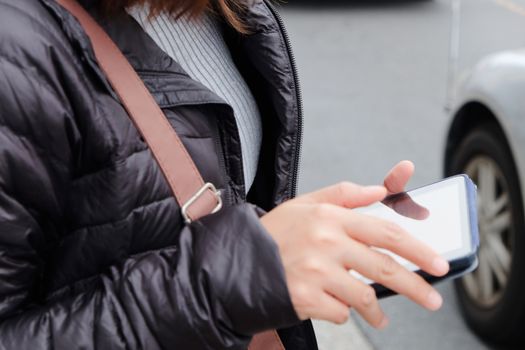 Close up of business woman using digital tablet,Social Media Life