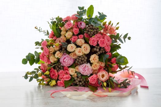 Beautiful pink and white roses ,designer bouquet