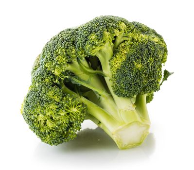 the broccoli close-up isolated on white background
