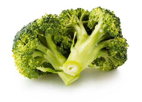 the broccoli close-up isolated on white background