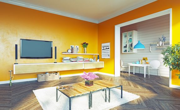 modern living room interior. 3d rendering design concept