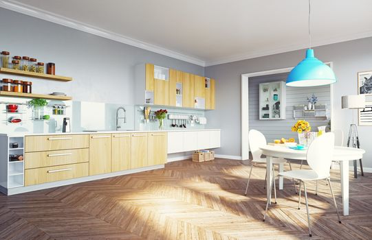 modern kitchen interior. 3d concept