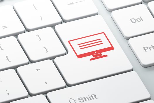 Database concept: Enter button with Monitor on computer keyboard background, 3D rendering