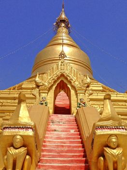 MANDALAY,MYANMAR-APR 19 : Kuthodaw Pagoda is a Buddhist stupa, located in Mandalay, Burma (Myanmar), that contains the world's largest book.This Pagoda was built in 1859 AD on April 19,2013,Mandalay city in Myanmar.