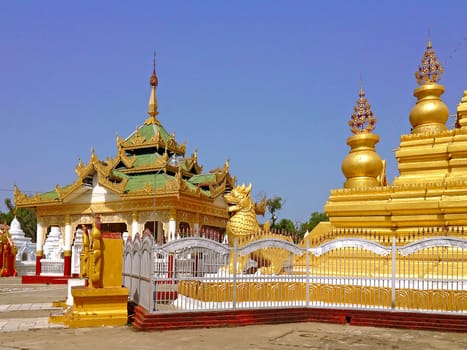 MANDALAY,MYANMAR-APR 19 : Kuthodaw Pagoda is a Buddhist stupa, located in Mandalay, Burma (Myanmar), that contains the world's largest book.This Pagoda was built in 1859 AD on April 19,2013,Mandalay city in Myanmar.