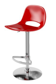 Red bar stool isolated on white background